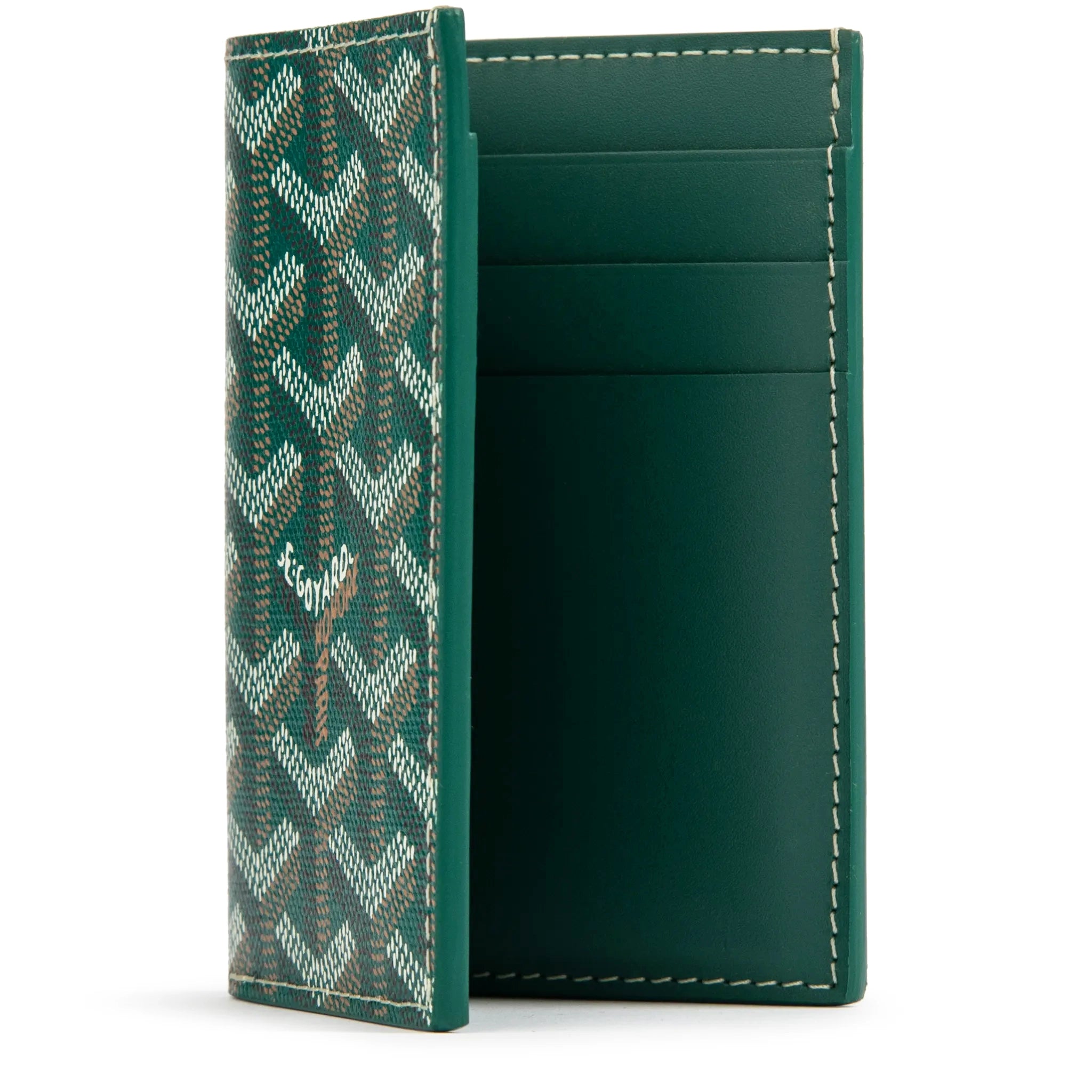 Open view of Goyard Saint-Pierre Card Wallet Green STPIE2PMLTY09CL09P
